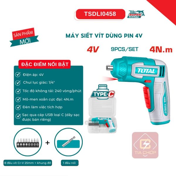 Máy bắn vít pin 4V Total TSDLI0402